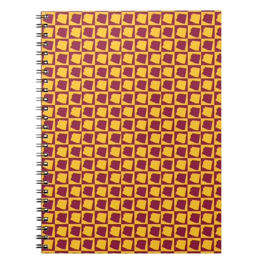 Arizona Checkerboard Maroon Gold Pattern ノートブック (正面)