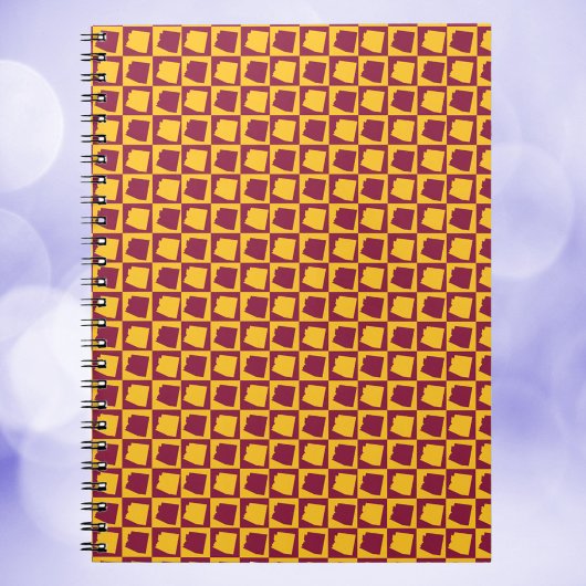 Arizona Checkerboard Maroon Gold Pattern ノートブック