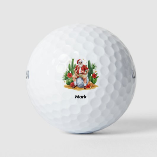 Arizona Christmas CactusSanta Claus on golf ball ゴルフボール (正面)