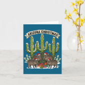 Arizona Christmas Javelina Family Desert Saguaros  カード (黄色い花)