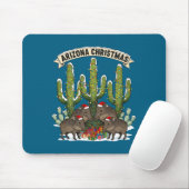 Arizona Christmas Javelina Family Desert Saguaros  マウスパッド (マウス)