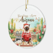 Arizona Christmas themed for Siamese Cat lovers セラミックオーナメント (左)