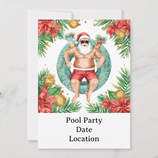 Arizona Christmas themed Pool Party 招待状 (正面)