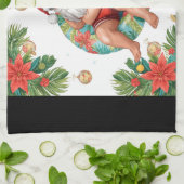 Arizona Christmas themed with Santa Pool party  キッチンタオル (折り畳み)