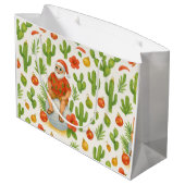 Arizona Christmas with Cactus Santa Claus Golfer ラージペーパーバッグ (裏面アングル)