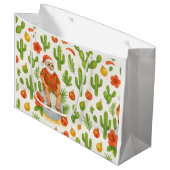 Arizona Christmas with Cactus Santa Claus Golfer ラージペーパーバッグ (正面アングル)