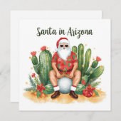 Arizona Christmas with Santa Claus on golf ball  シーズンカード (正面/裏面)