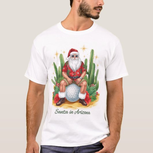 Arizona Christmas with Santa Claus on golf ball  Tシャツ (正面)