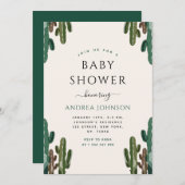 Arizona Desert Cactus Plant Cacti Baby Shower 招待状 (正面/裏面)