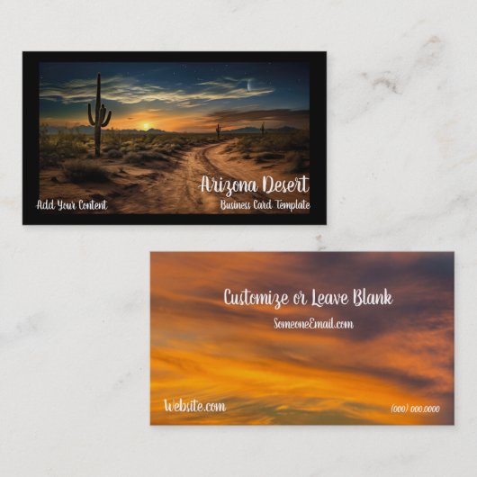 Arizona Desert Cactus Sunset Business Card 名刺 (正面/裏面)