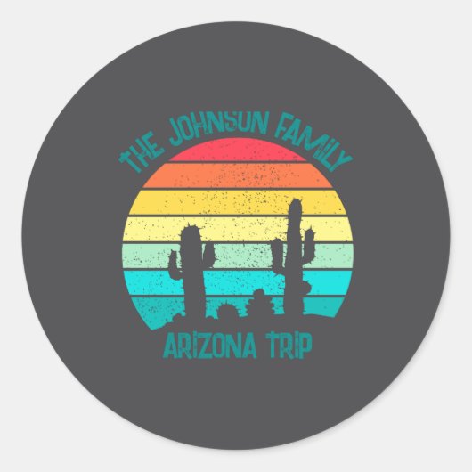 Arizona Desert Cactus Sunset Trip Kids  ラウンドシール (正面)