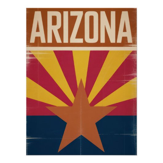 Arizona Flag Retro Style Art Print - Southwest  ポスター (正面)