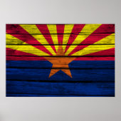 Arizona Flag Rustic Wood ポスター (正面)