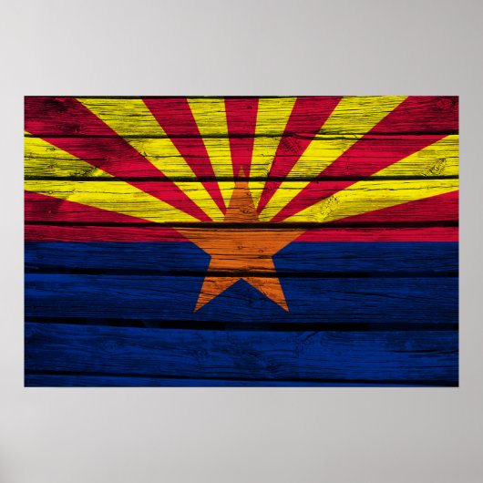 Arizona Flag Rustic Wood ポスター (正面)