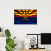Arizona Flag Rustic Wood ポスター (ホームオフィス)