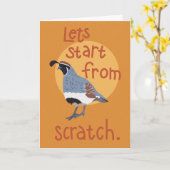 Arizona Gambel's Quail Apology I'm Sorry カード (黄色い花)