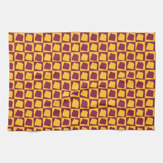 Arizona Geometric Maroon and Gold Pattern キッチンタオル (横)