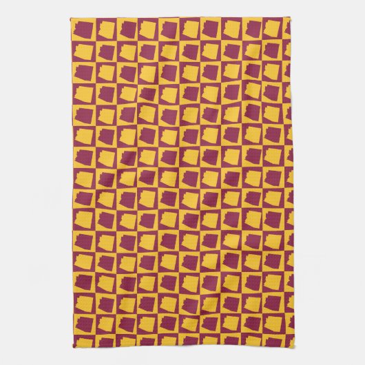 Arizona Geometric Maroon and Gold Pattern キッチンタオル (縦)