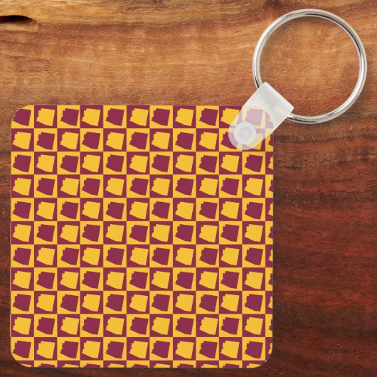 Arizona Geometric Maroon and Gold Pattern キーホルダー (裏面)