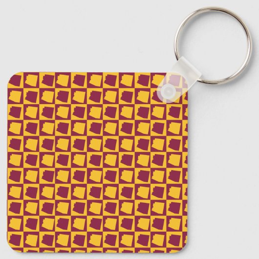 Arizona Geometric Maroon and Gold Pattern キーホルダー (裏面)