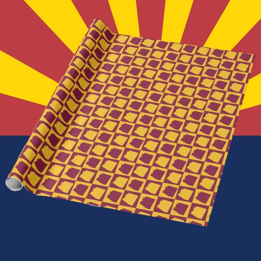 Arizona Geometric Pop Art Maroon and Gold Pattern ラッピングペーパー
