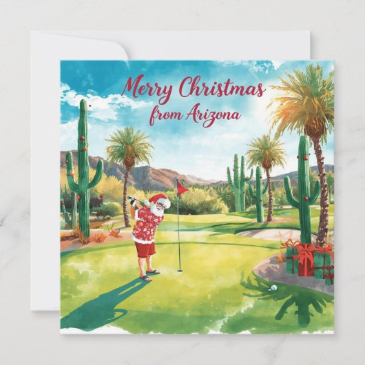 Arizona Golf Christmas in Arizona Santa Claus シーズンカード (正面)