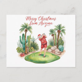 Arizona Golf Christmas in Arizona   Santa Claus シーズンポストカード