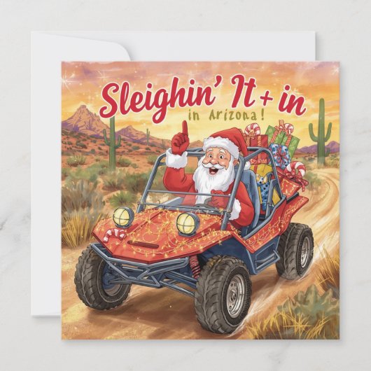 Arizona Golf Christmas Santa Golfer driving cart シーズンカード (正面)