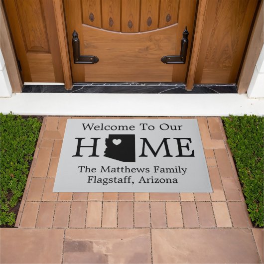 Arizona Map Heart Welcome Home ドアマット (室外)