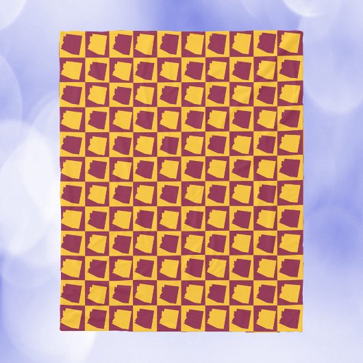 Arizona Maroon and Gold Check Pattern フリースブランケット