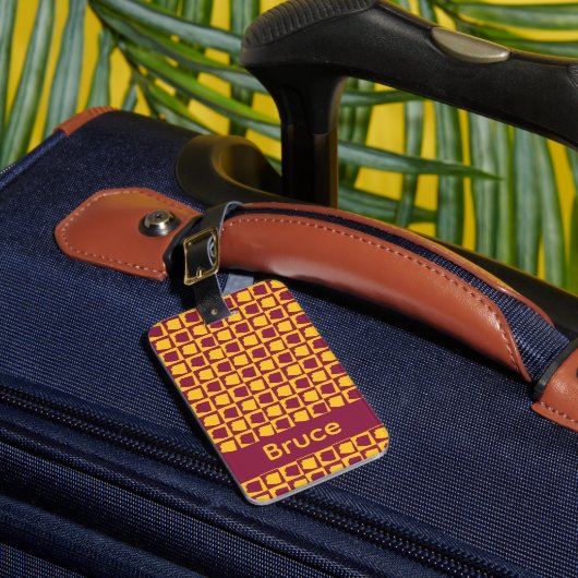 Arizona Maroon and Gold Pattern Personalize ラゲッジタグ (正面インサイチュ1)