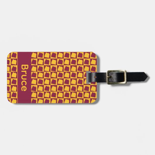 Arizona Maroon and Gold Pattern Personalize ラゲッジタグ (正面横)