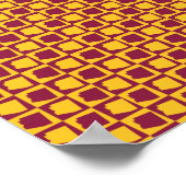 Arizona Pop Art Checkerboard Maroon Gold Pattern ポスター (角)