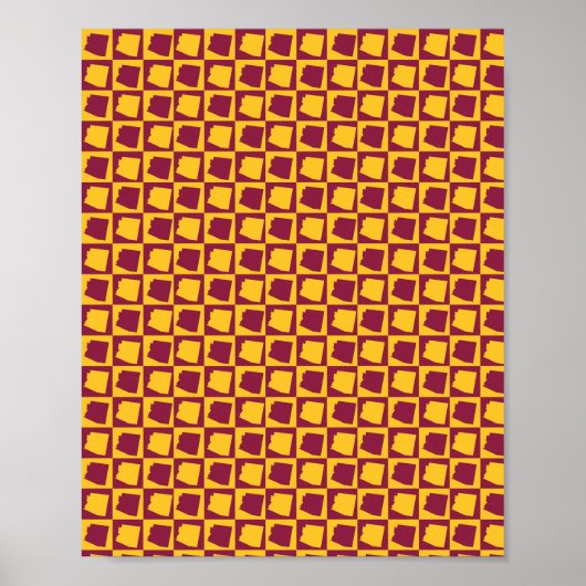 Arizona Pop Art Checkerboard Maroon Gold Pattern ポスター (正面)