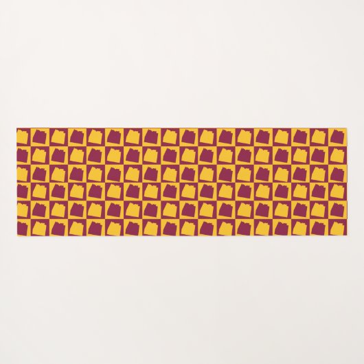 Arizona Pop Art Checkerboard Pattern Maroon Gold ヨガマット (裏面(横))