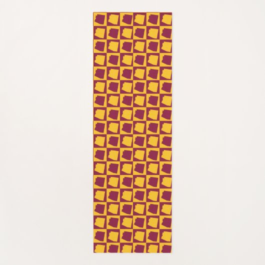 Arizona Pop Art Checkerboard Pattern Maroon Gold  ヨガマット (正面)