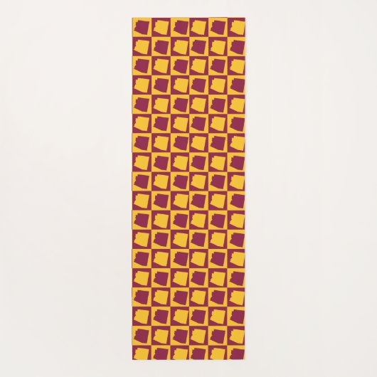 Arizona Pop Art Checkerboard Pattern Maroon Gold  ヨガマット (裏面)
