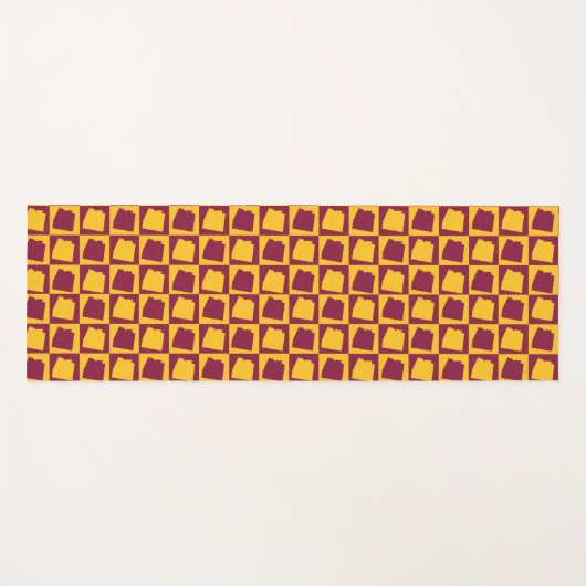 Arizona Pop Art Checkerboard Pattern Maroon Gold  ヨガマット (正面(横))