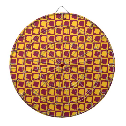 Arizona Pop Art Geometric Maroon Gold Pattern  ダーツボード (正面)