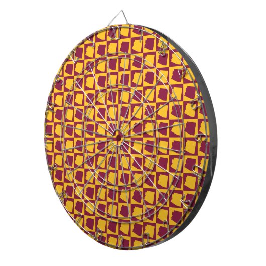 Arizona Pop Art Geometric Maroon Gold Pattern  ダーツボード (正面右)
