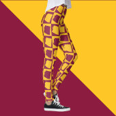 Arizona Pop Art Geometric Maroon Gold Pattern レギンス