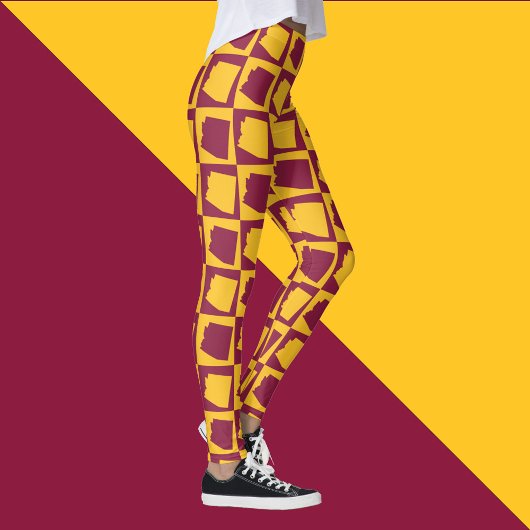 Arizona Pop Art Geometric Maroon Gold Pattern レギンス
