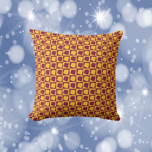 Arizona Pop Art Pattern Maroon Yellow Gold クッション