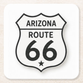 Arizona Route 66 Retro White Shield Coaster スクエアペーパーコースター