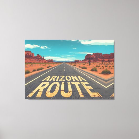 Arizona Route Desert Road Graphic Art キャンバスプリント (正面)