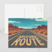 Arizona Route Desert Road Graphic Art シーズンポストカード (正面/裏面)
