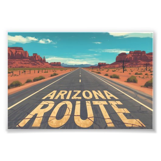 Arizona Route Desert Road Graphic Art フォトプリント (正面)