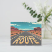 Arizona Route Desert Road Graphic Art ポストカード (スタンド正面)