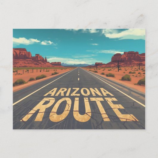 Arizona Route Desert Road Graphic Art ポストカード (正面)