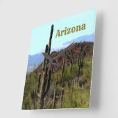 Arizona saguaro mountain landscape  スクエア壁時計 (傾斜)
